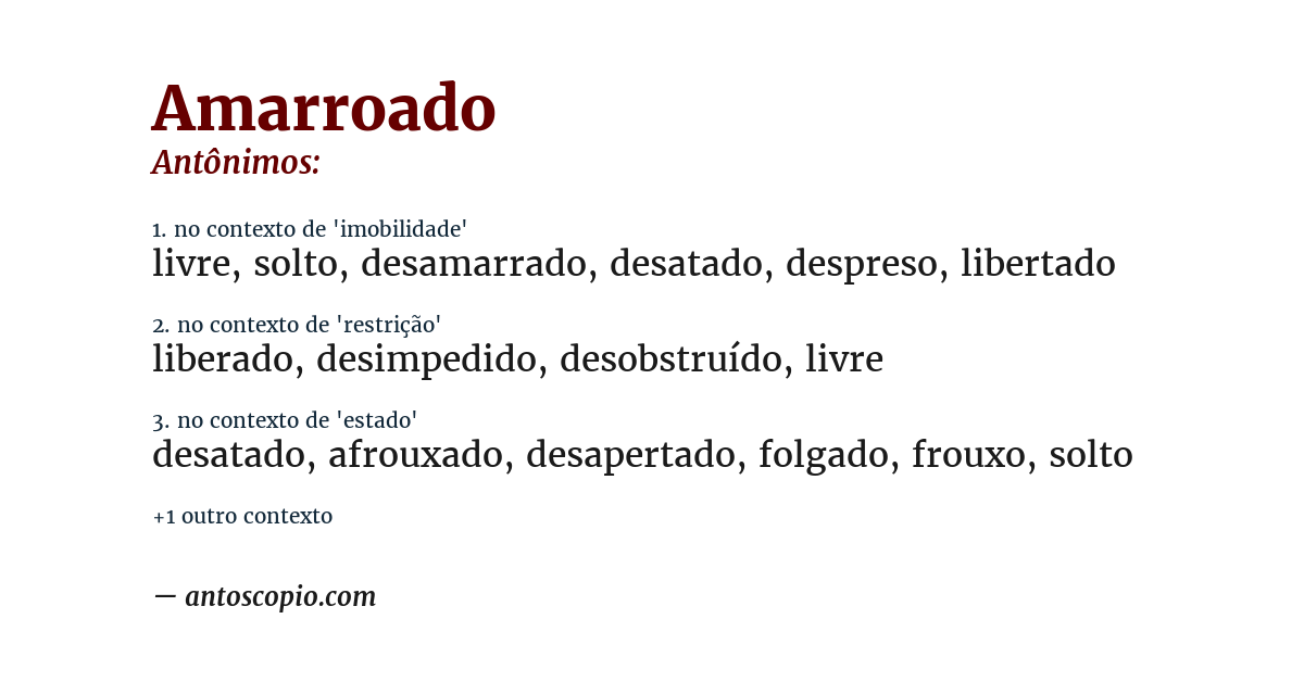 Antônimo de amarroado