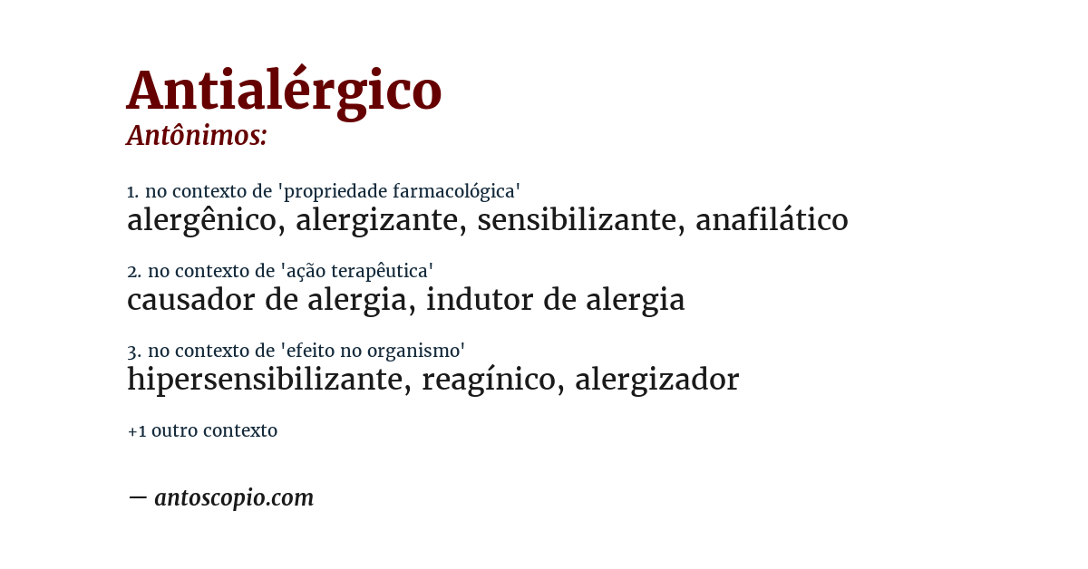 Antônimo de antialérgico