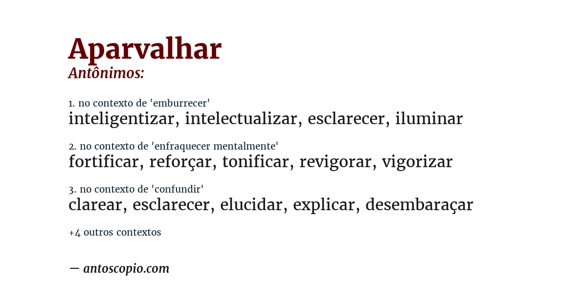 Antônimo de aparvalhar