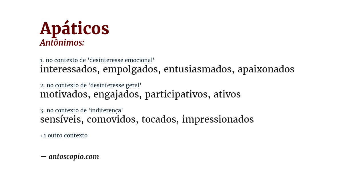 Antônimo de apáticos