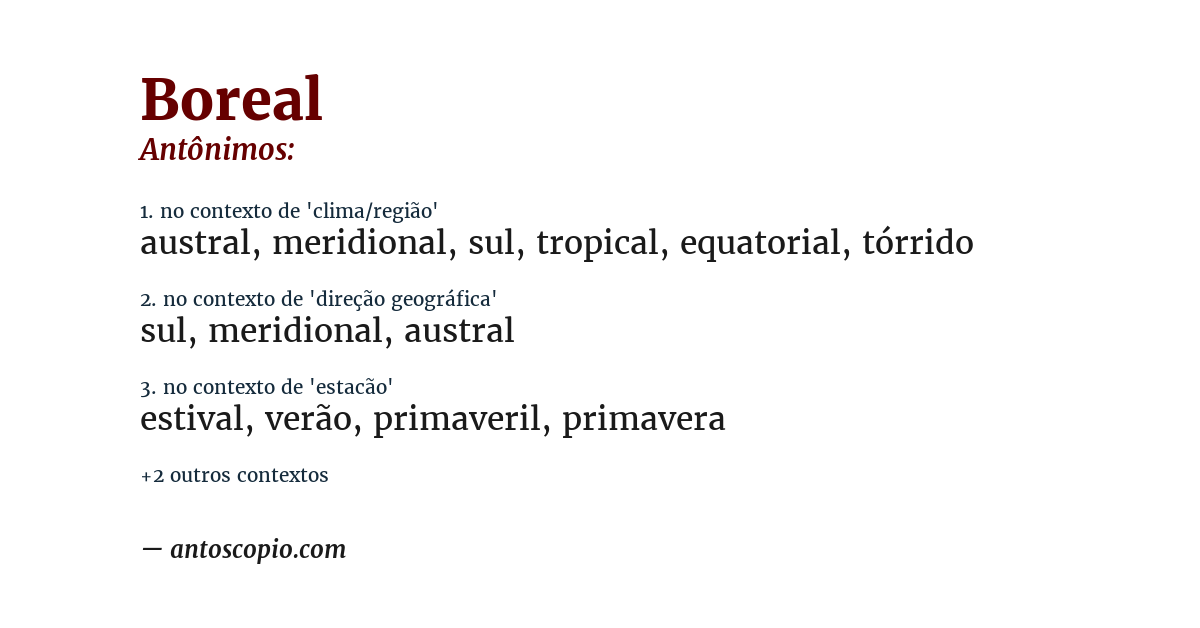 Antônimo de boreal