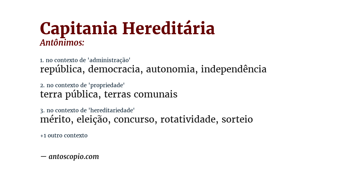 Antônimo de capitania hereditária