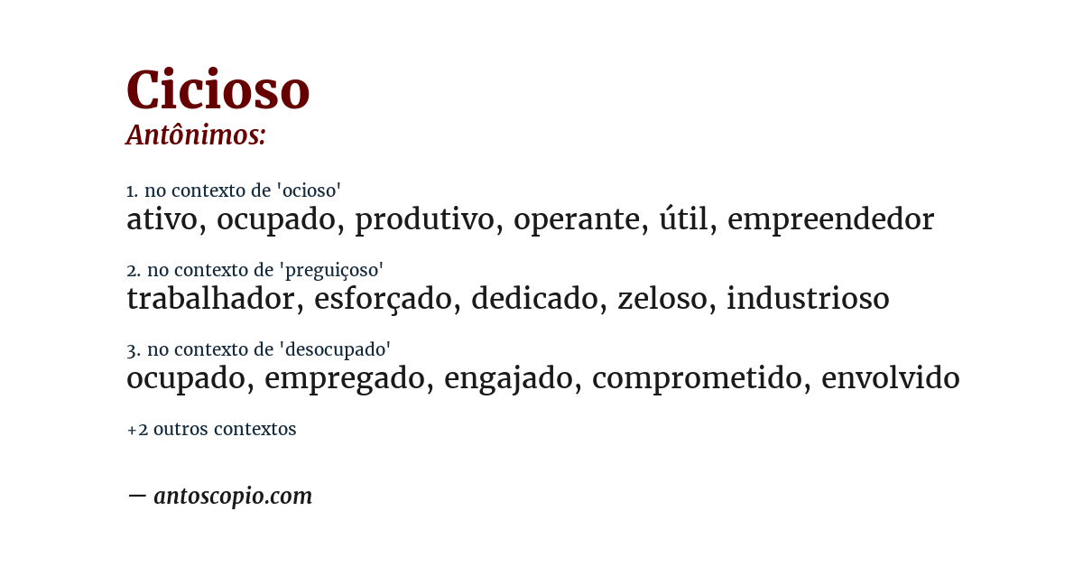 Antônimo de cicioso