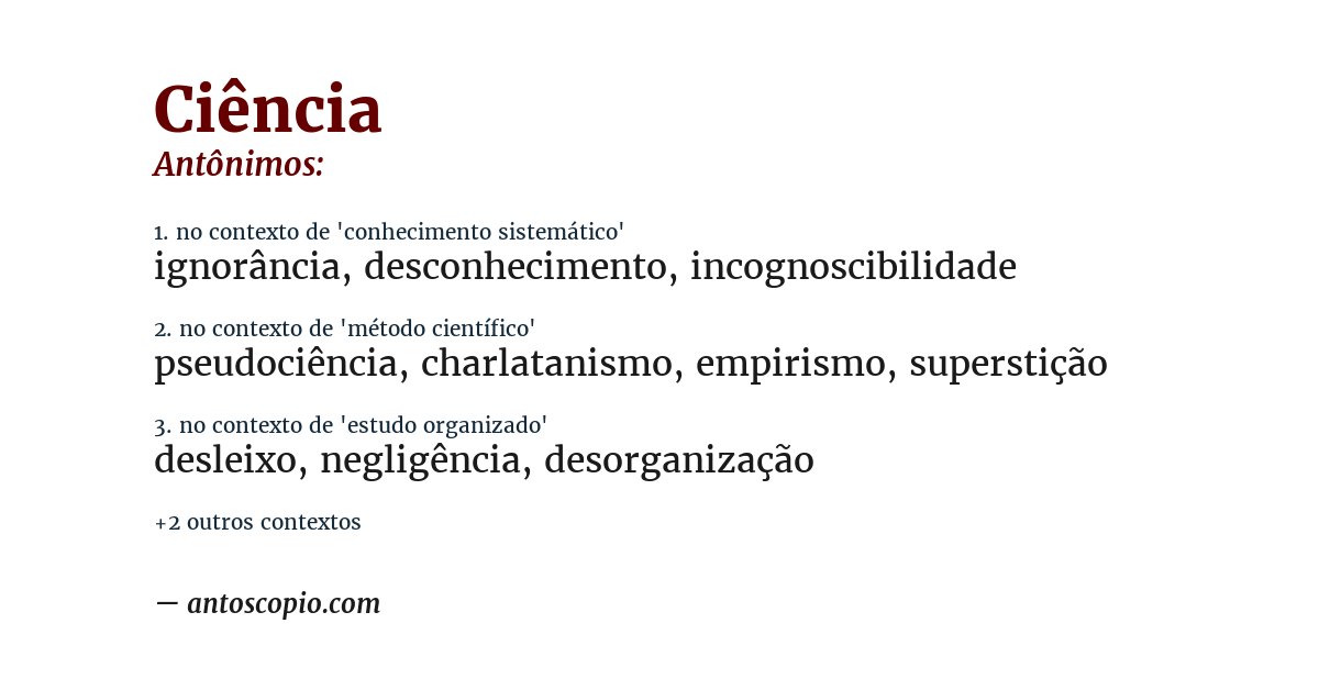 Antônimo de ciência