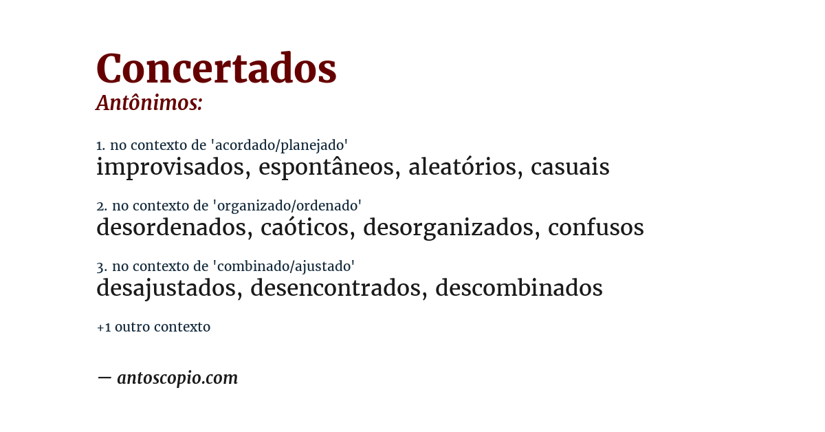 Antônimo de concertados
