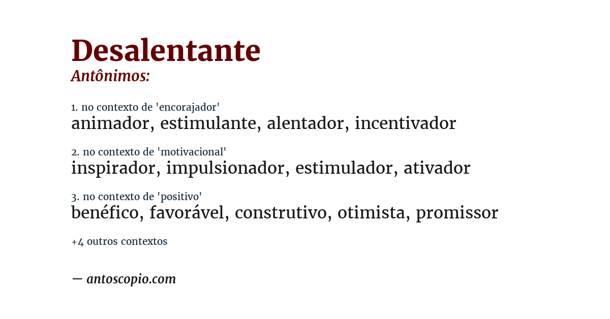 Antônimo de desalentante