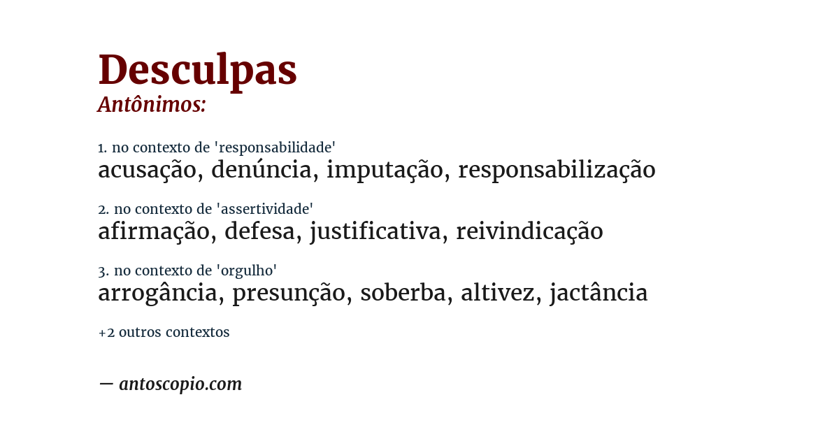 Antônimo de desculpas