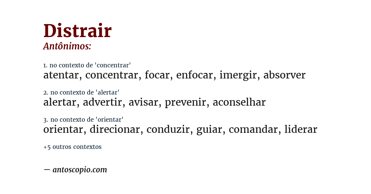 Antônimo de distrair