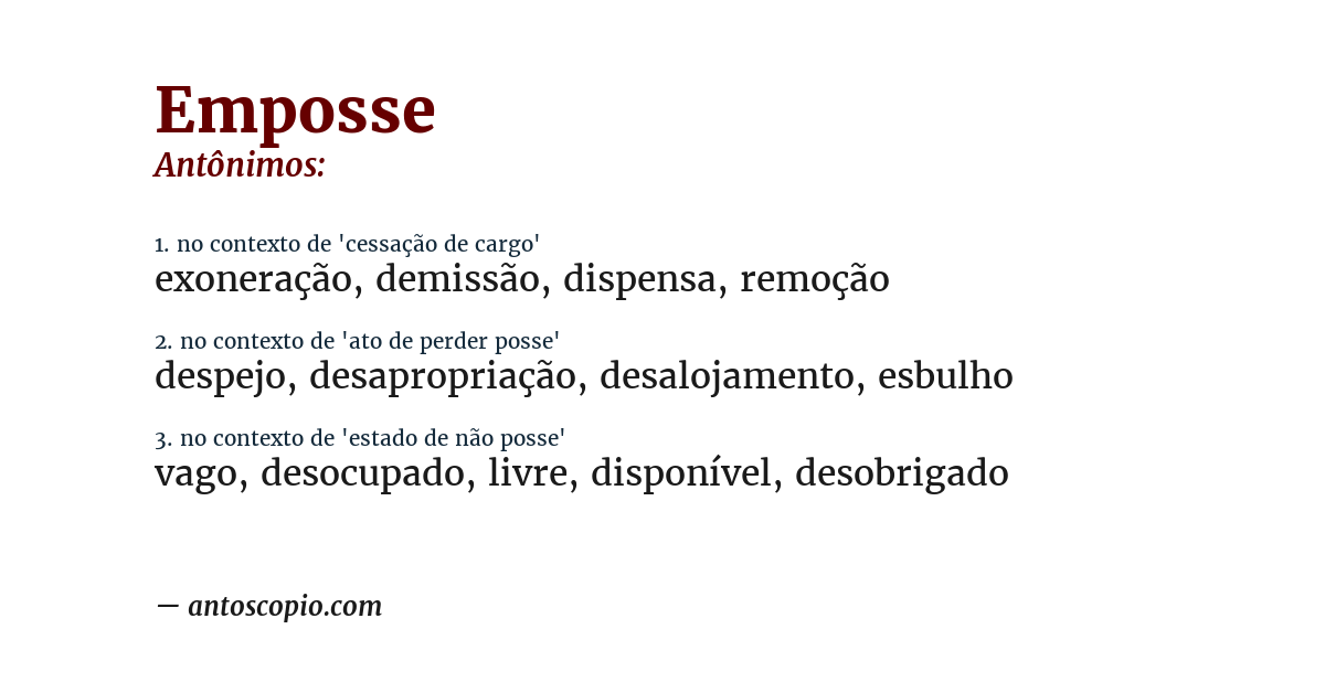 Antônimo de emposse