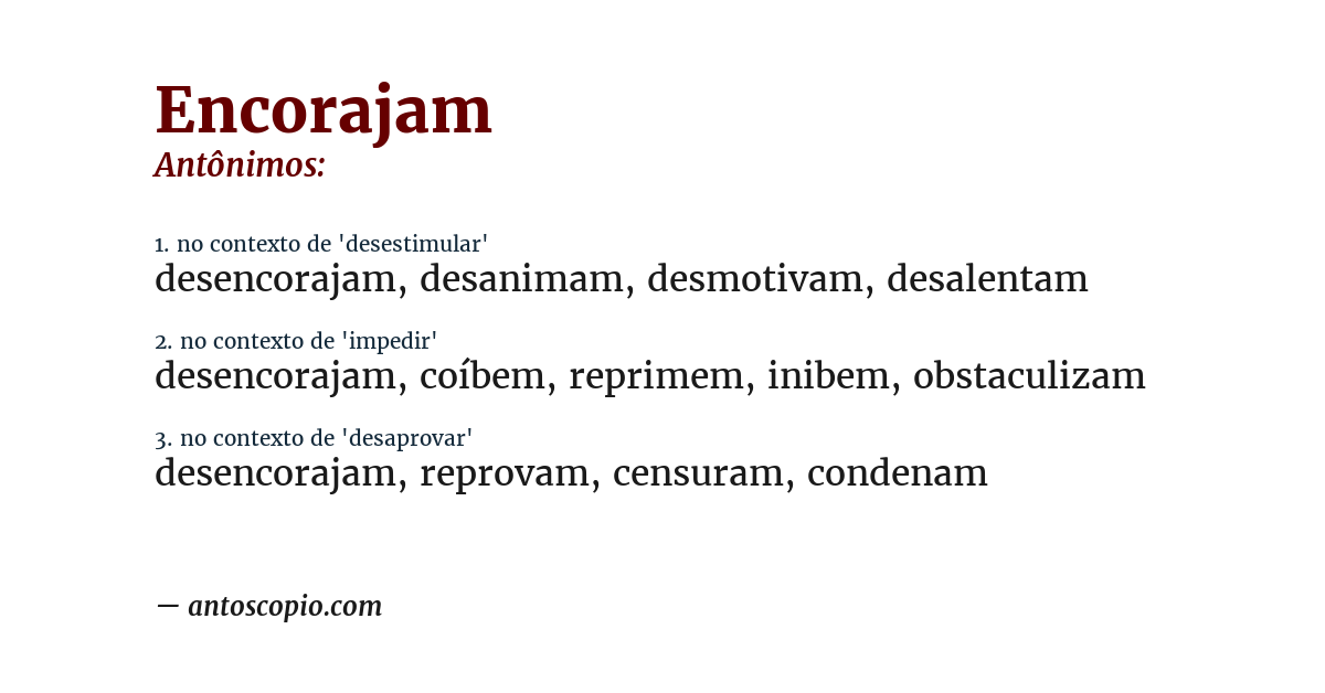 Antônimo de encorajam