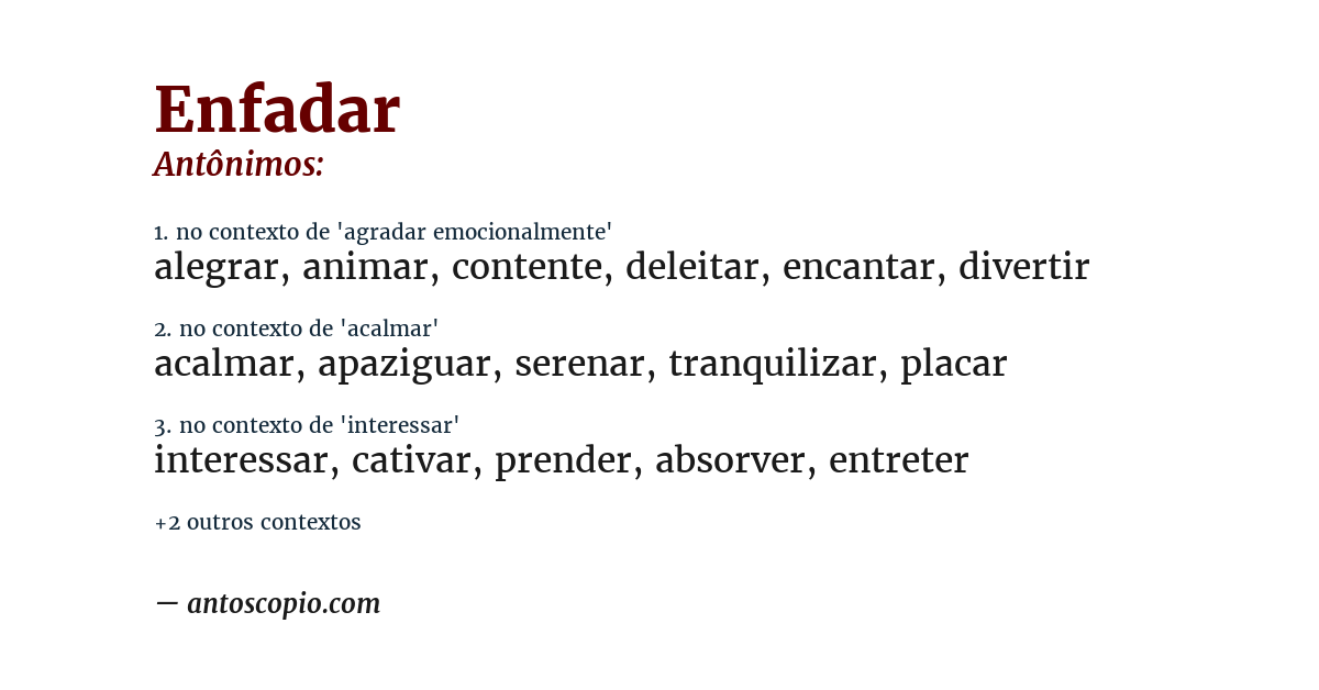 Antônimo de enfadar