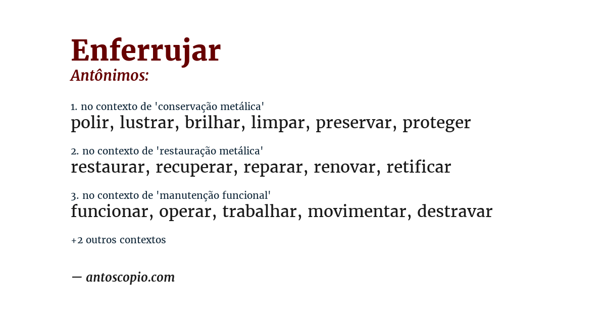 Antônimo de enferrujar