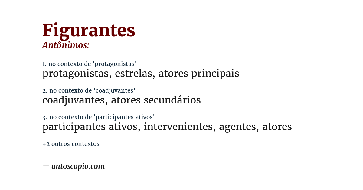 Antônimo de figurantes