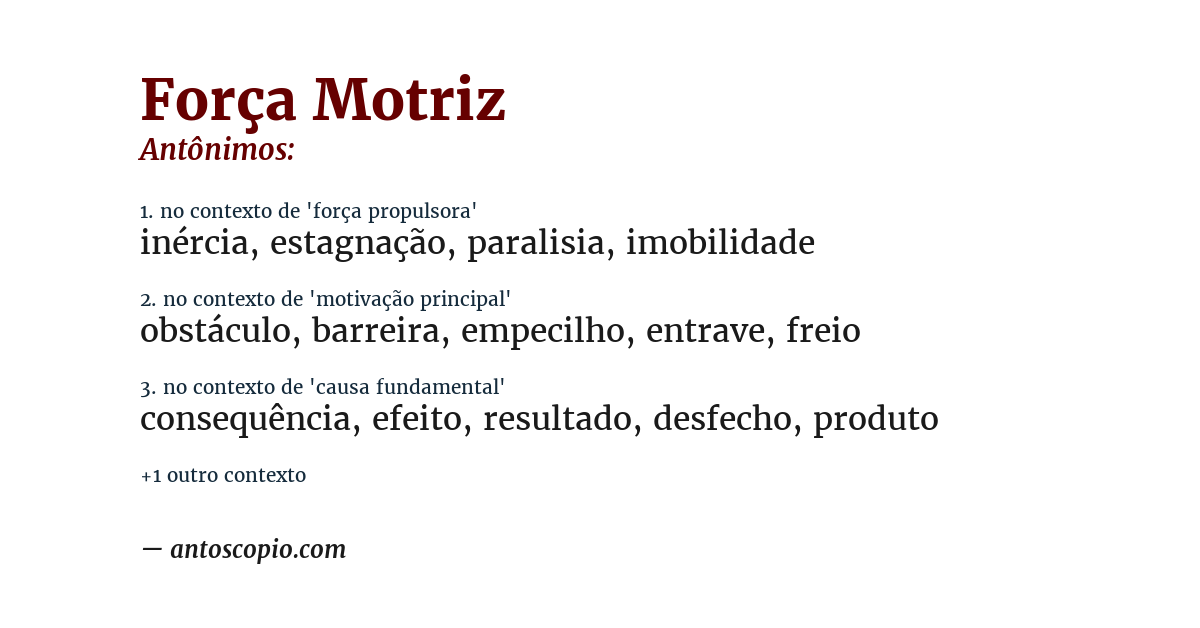 Antônimo de força motriz