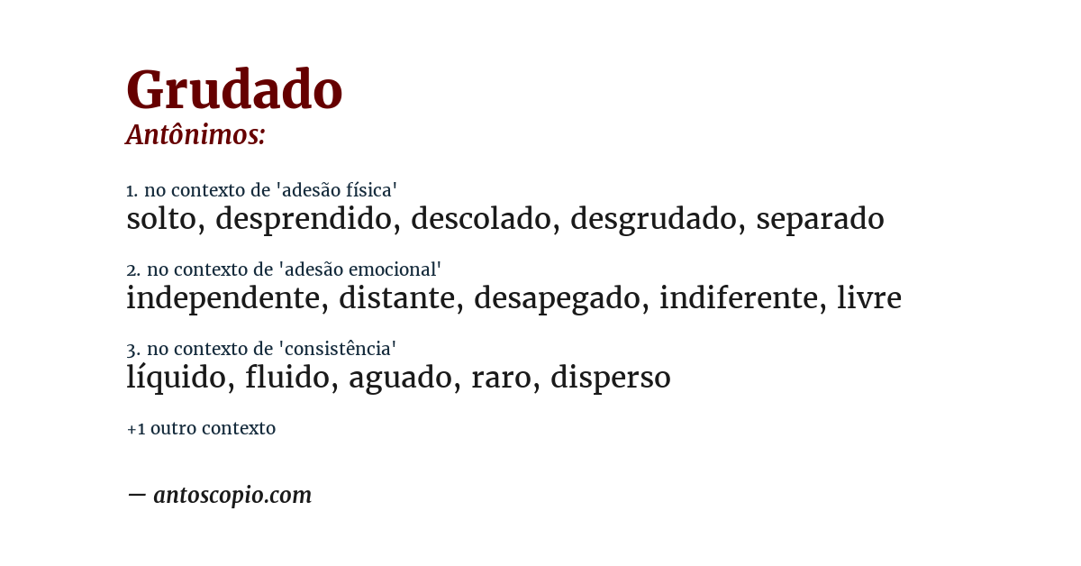 Antônimo de grudado