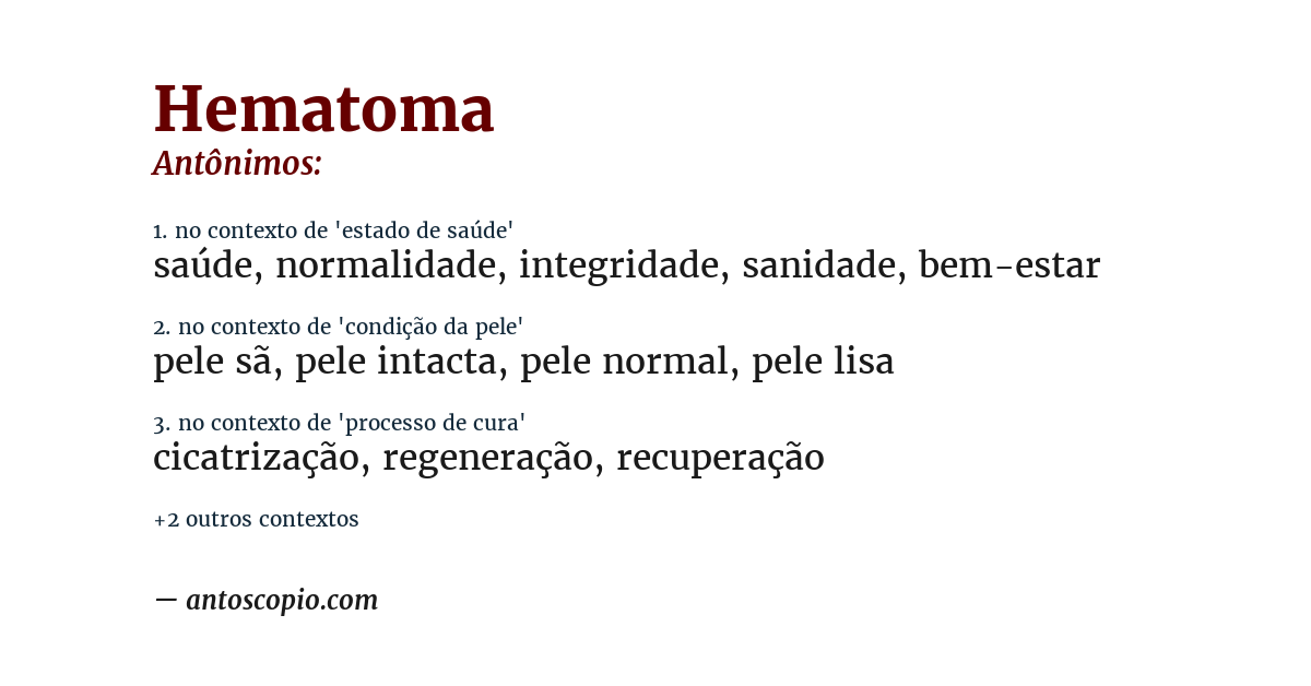 Antônimo de hematoma