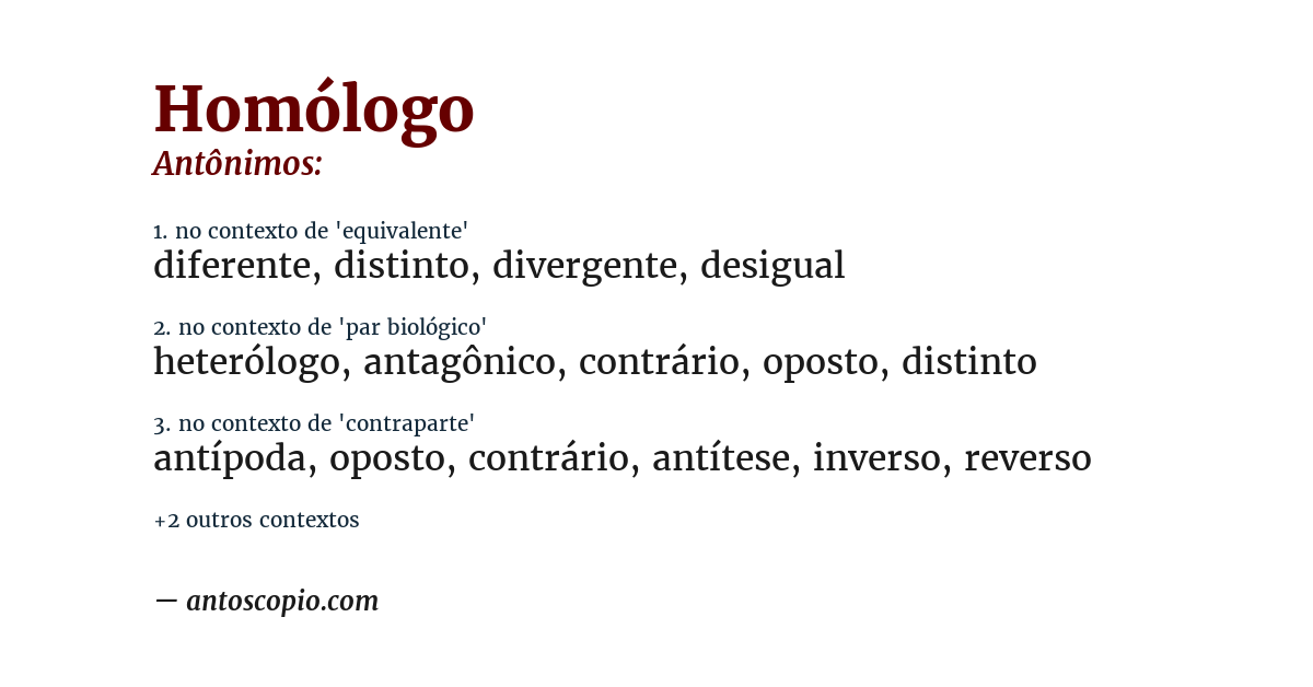 Antônimo de homólogo