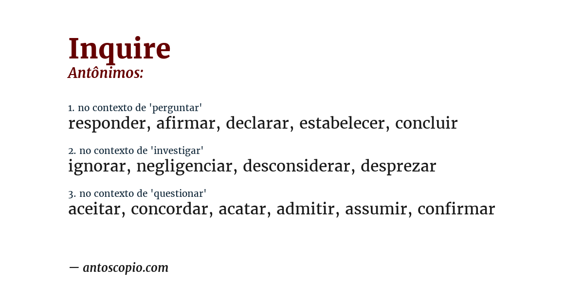 Antônimo de inquire