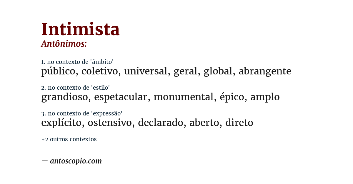 Antônimo de intimista