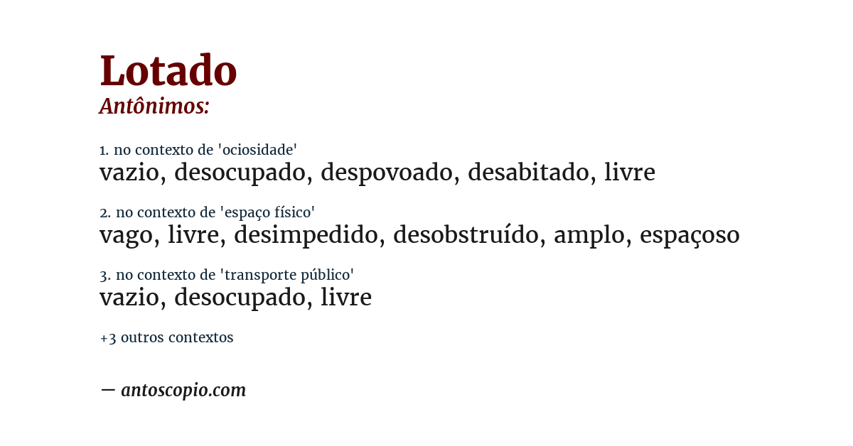 Antônimo de lotado