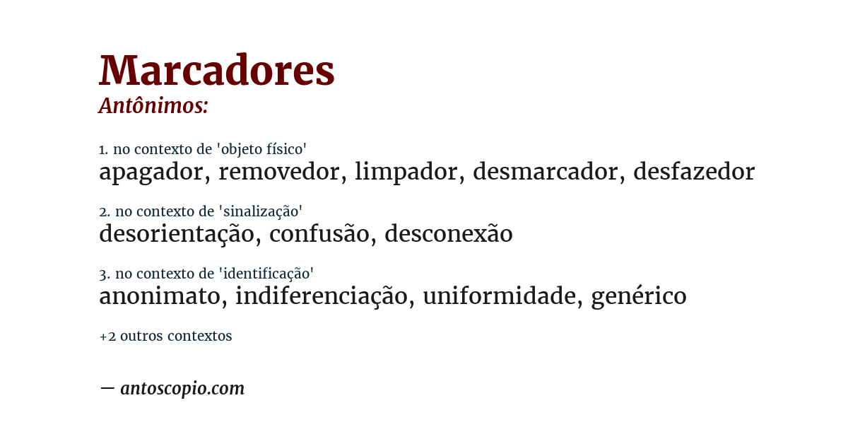 Antônimo de marcadores