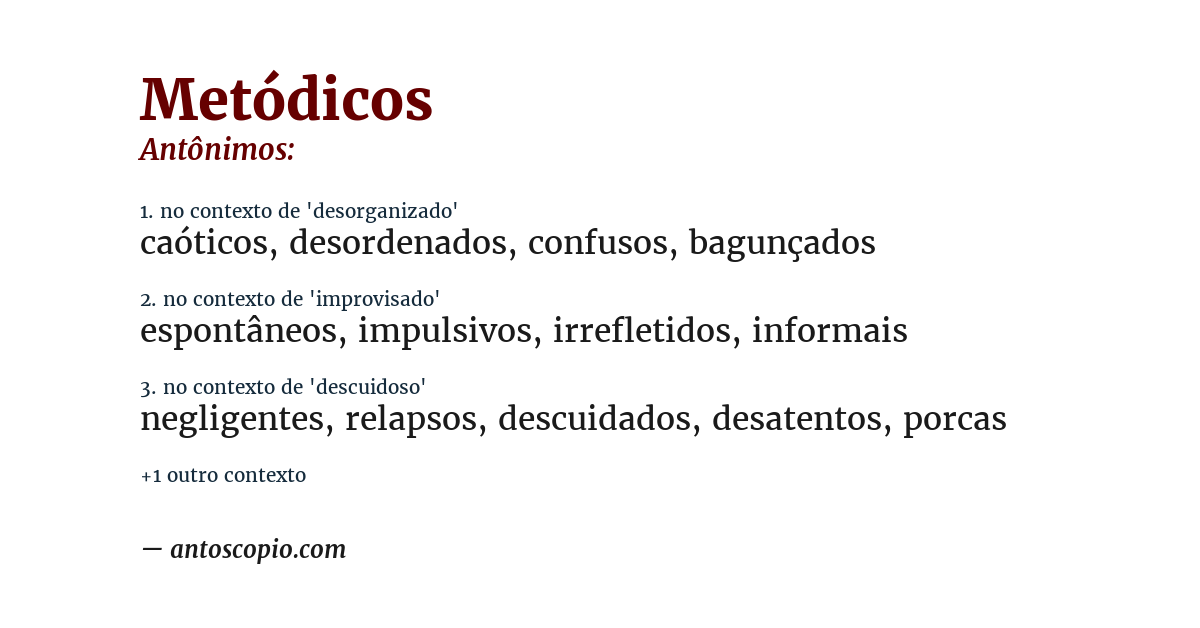 Antônimo de metódicos
