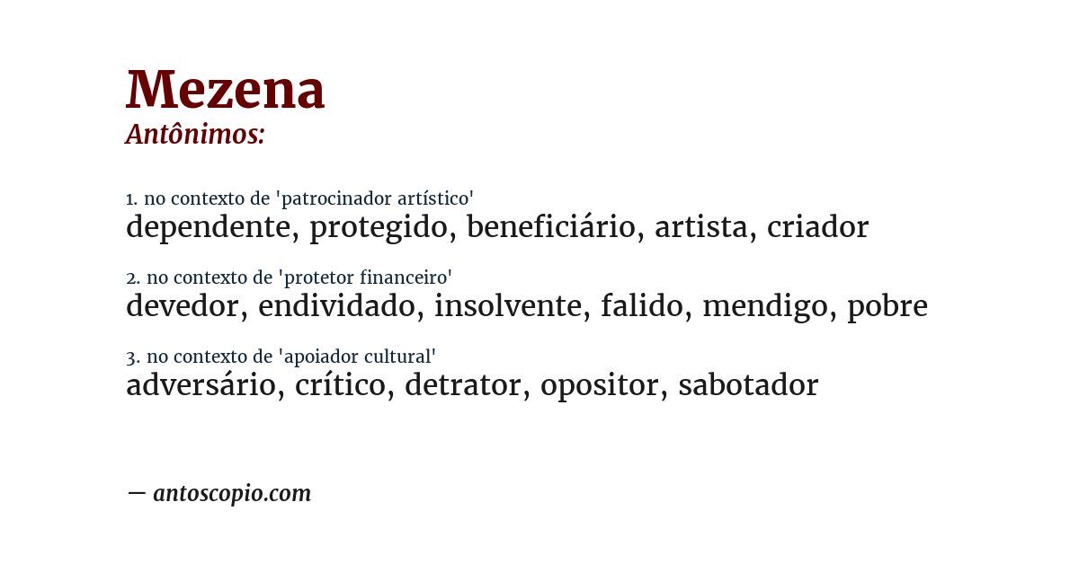 Antônimo de mezena