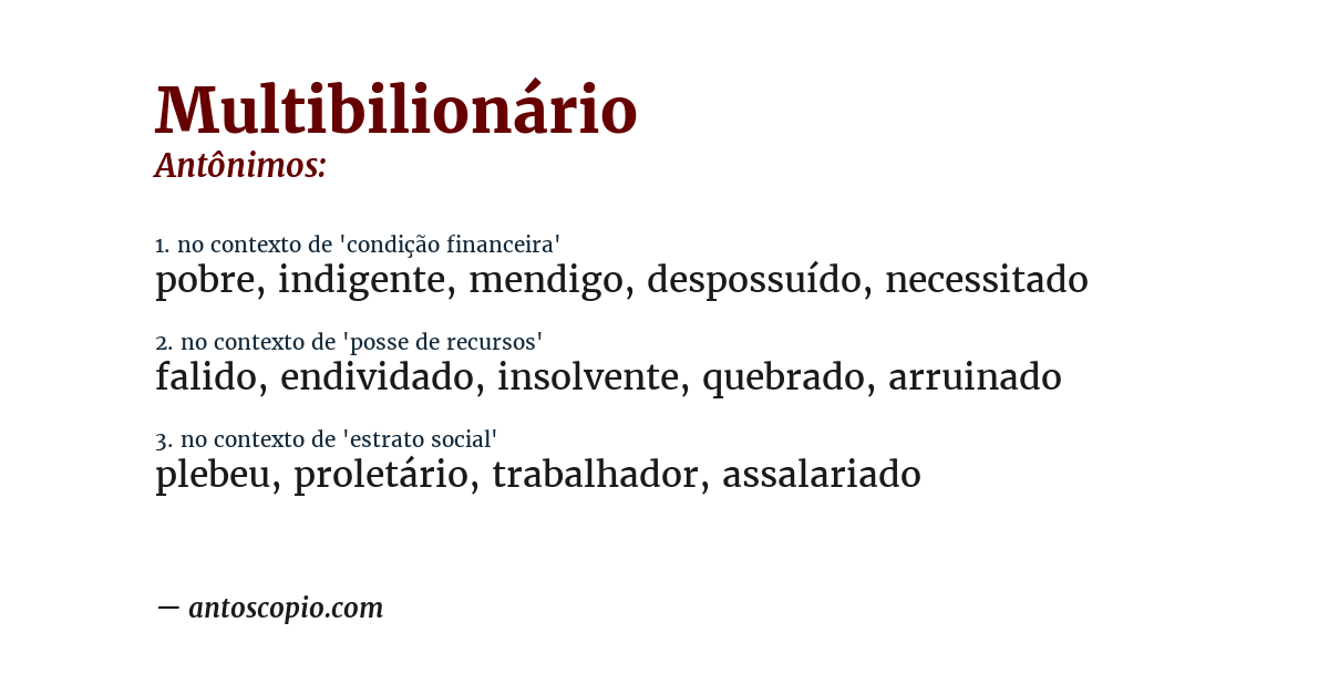 Antônimo de multibilionário