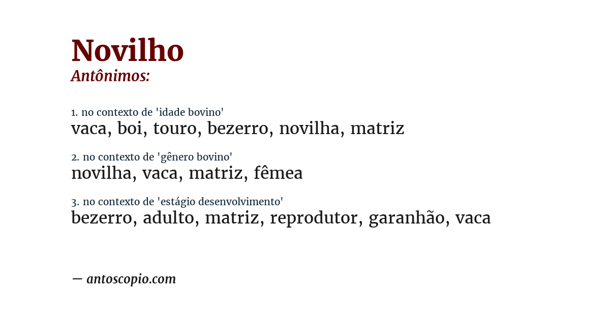 Antônimo de novilho