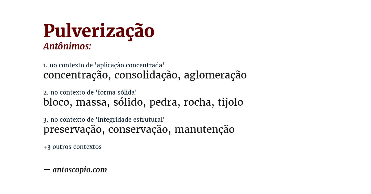 Antônimo de pulverização