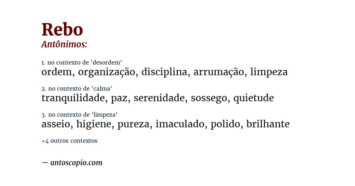 Antônimo de rebo