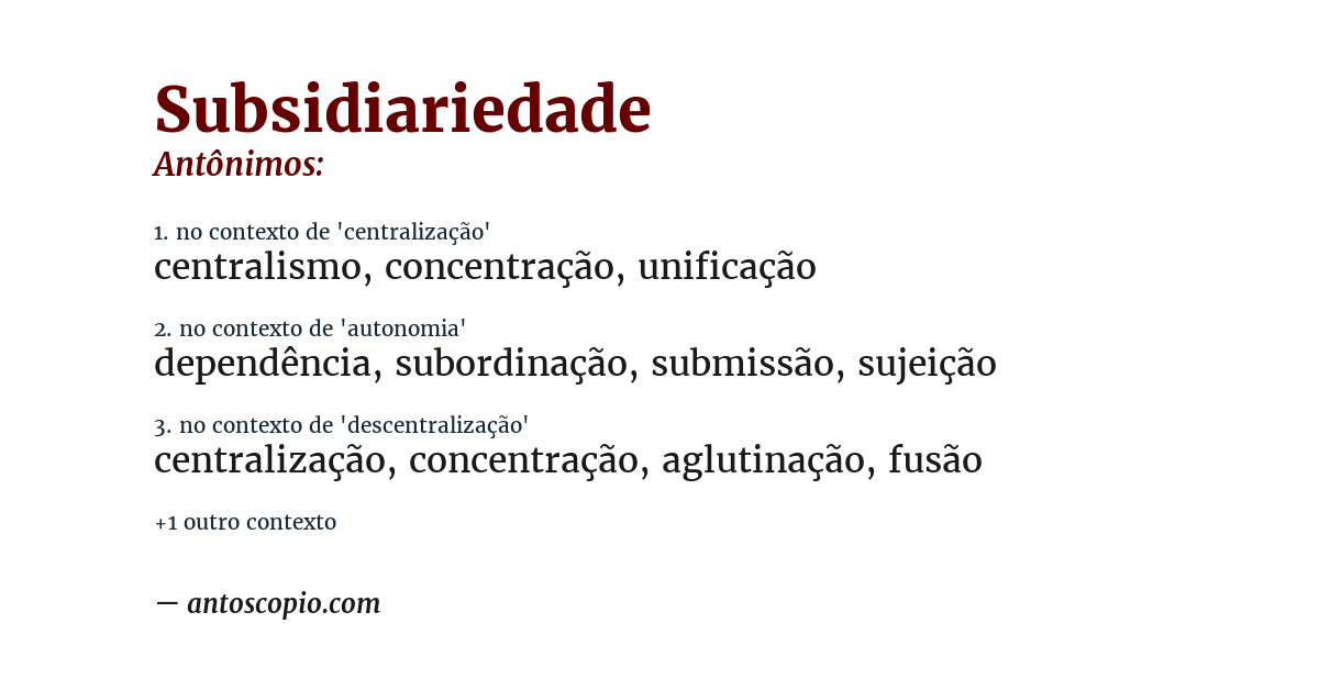 Antônimo de subsidiariedade