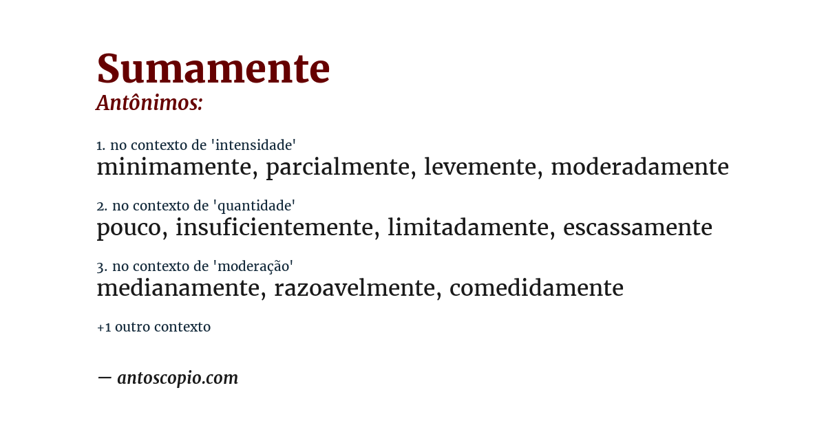 Antônimo de sumamente