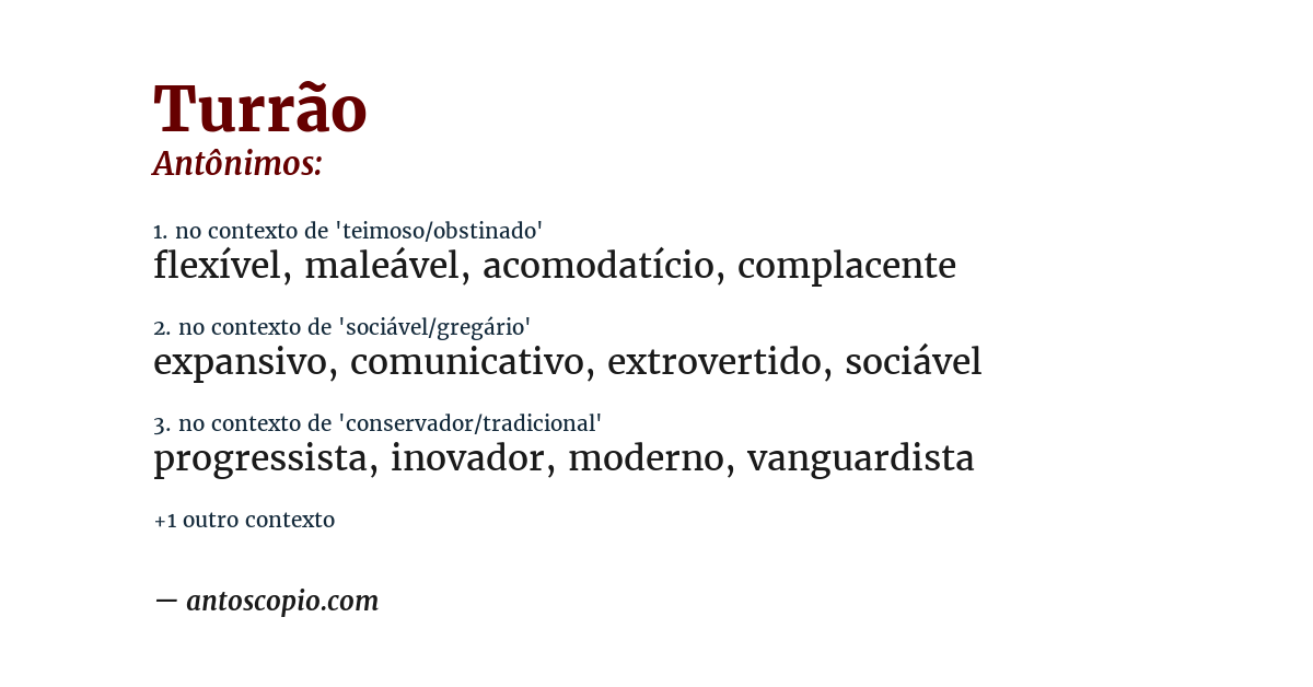 Antônimo de turrão
