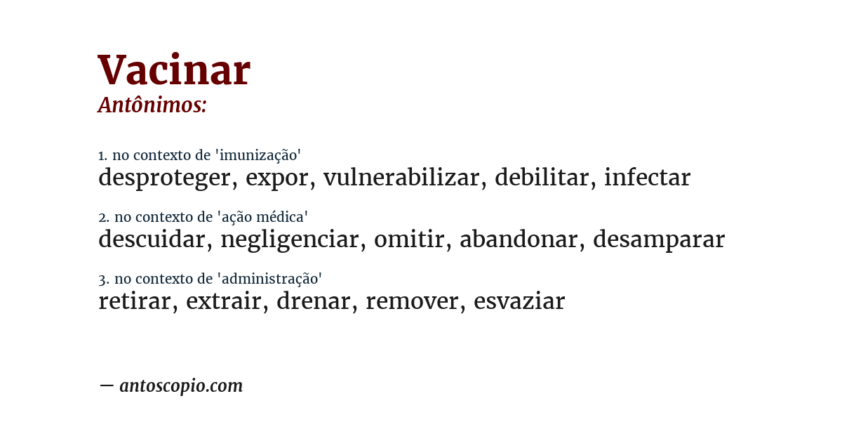 Antônimo de vacinar