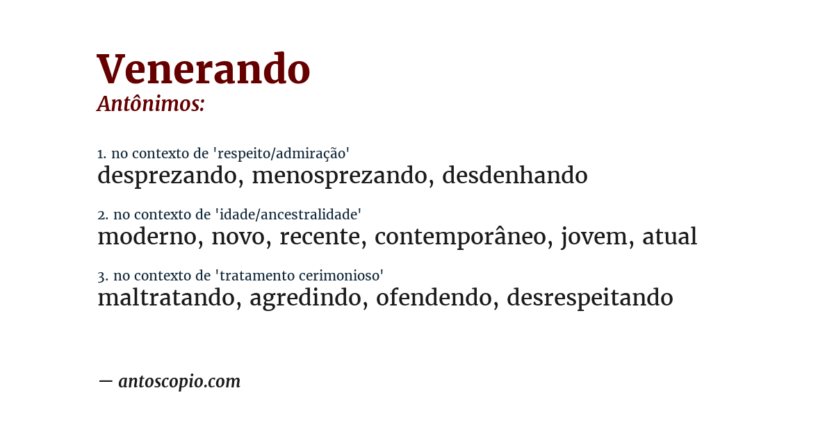 Antônimo de venerando