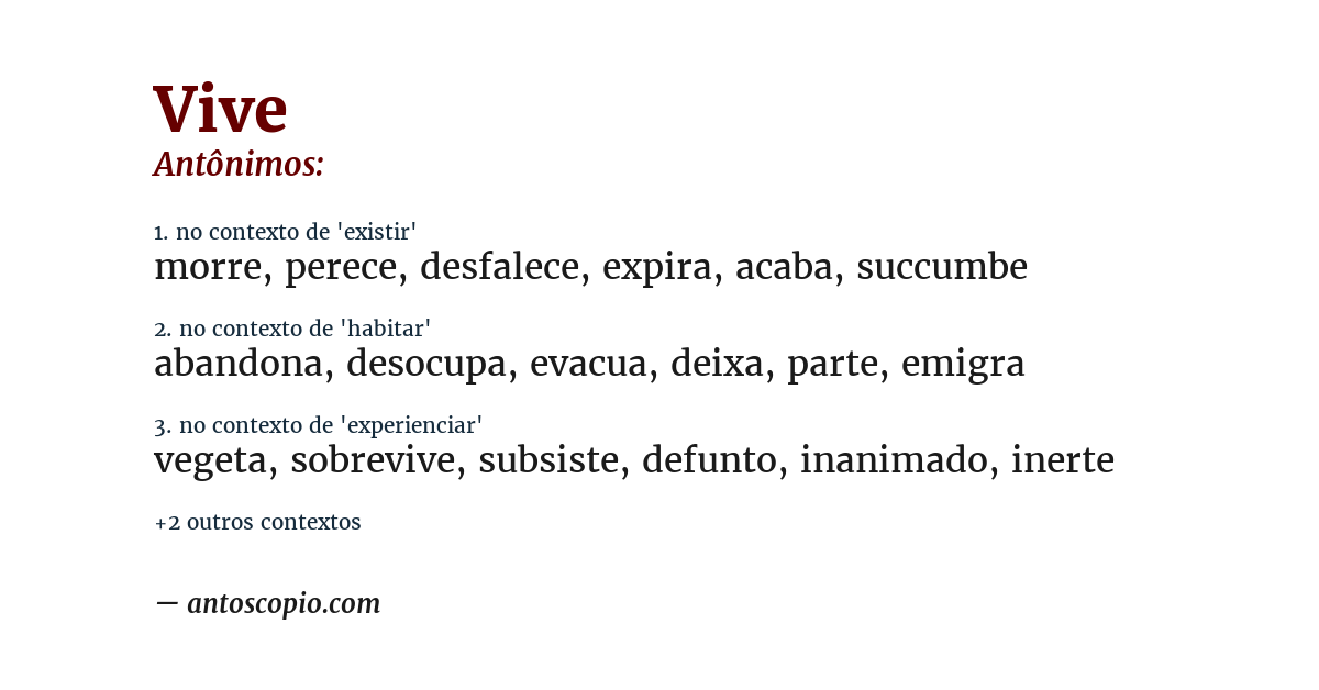 Antônimo de vive