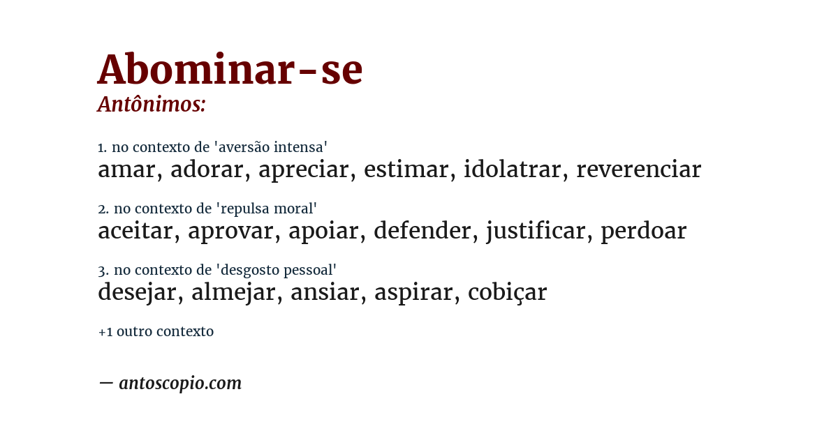 Antônimo de abominar-se