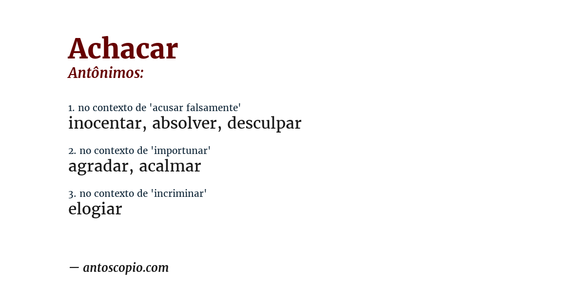 Antônimo de achacar
