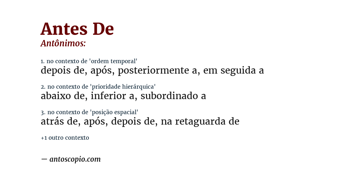Antônimo de antes de