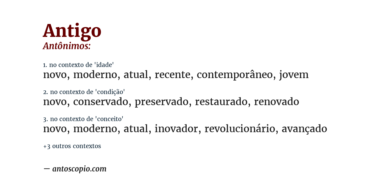 Antônimo de antigo