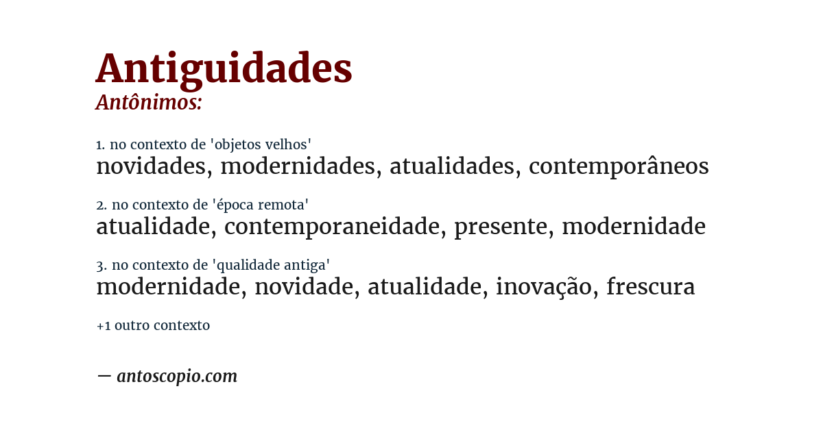 Antônimo de antiguidades