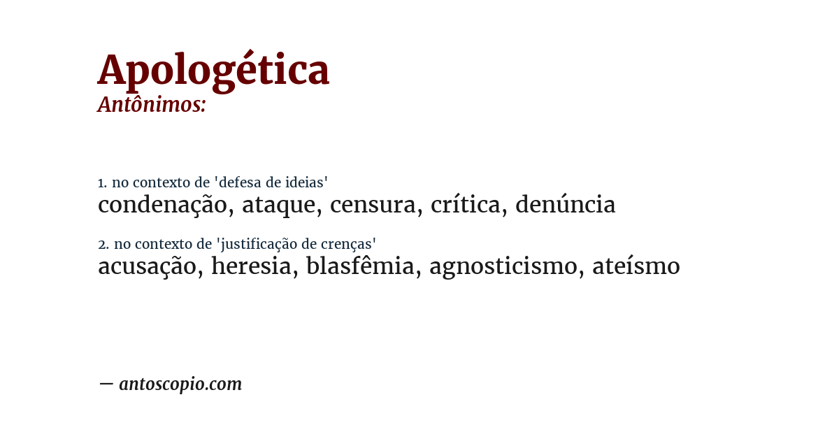 Antônimo de apologética