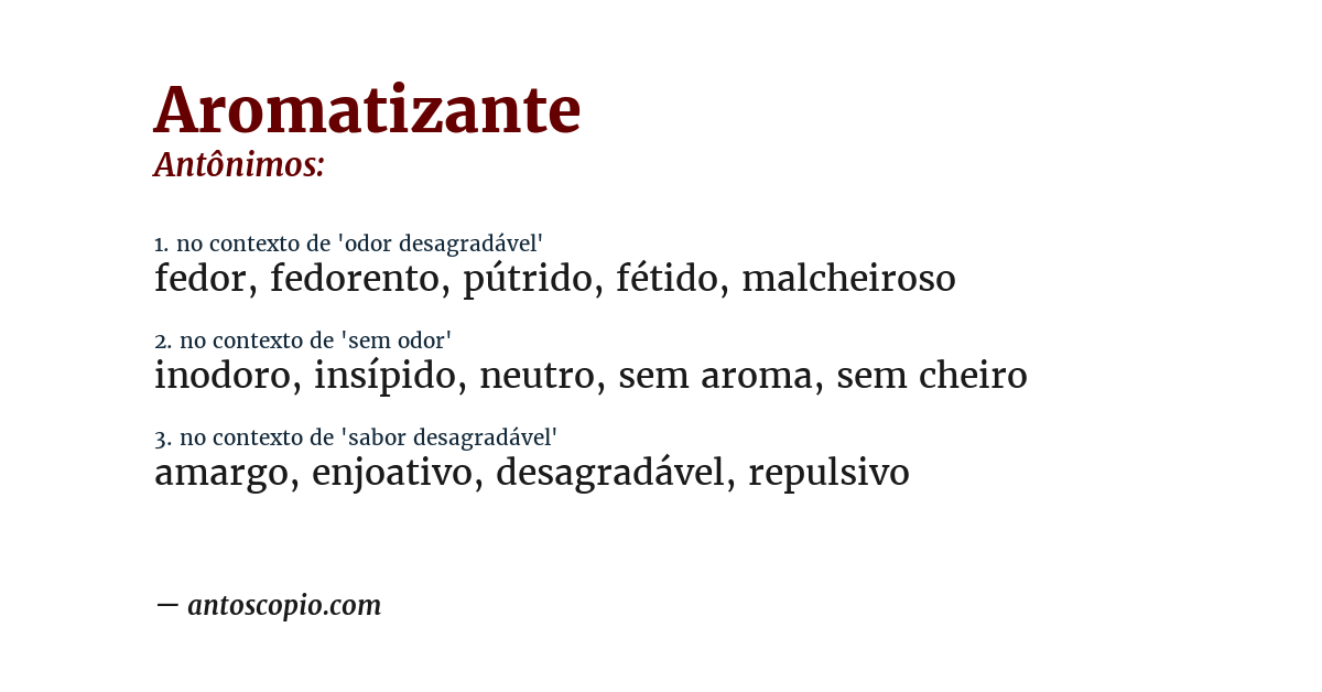 Antônimo de aromatizante