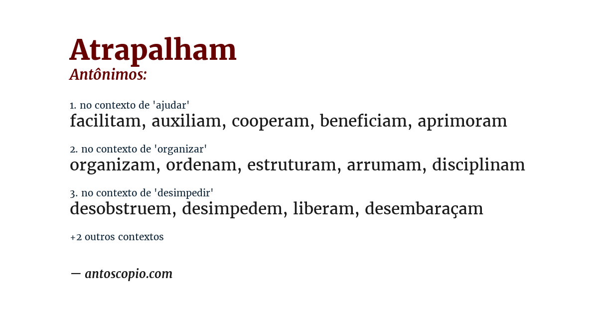 Antônimo de atrapalham