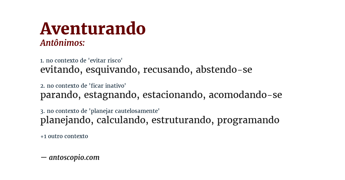 Antônimo de aventurando