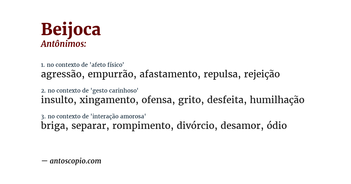 Antônimo de beijoca