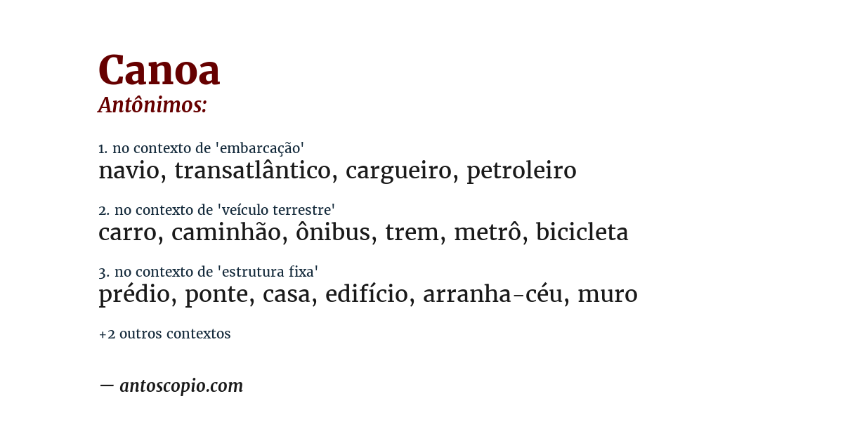 Antônimo de canoa