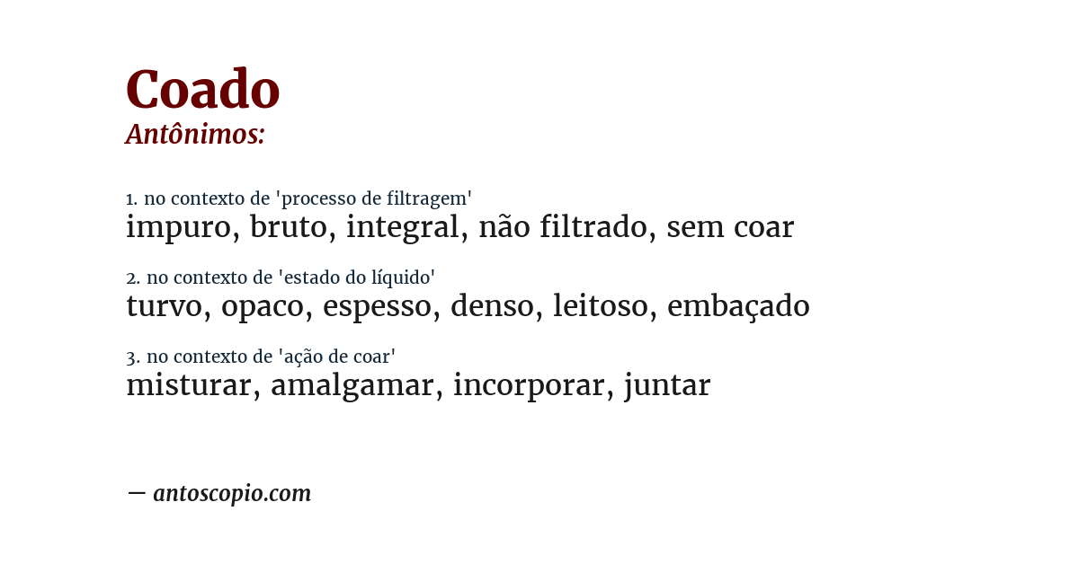 Antônimo de coado