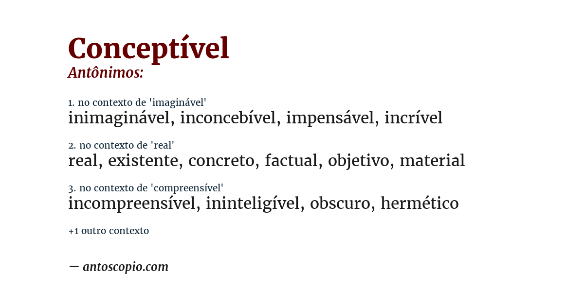 Antônimo de conceptível